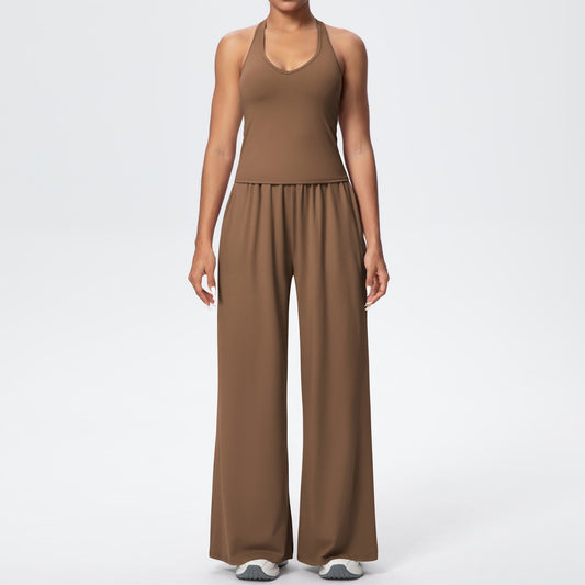 Ladies' stretchable breathable three-piece yoga set
