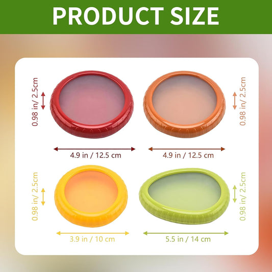 Silicone Fruit and Vegetable Storage Container Set - 4 Reusable Produce Savers for Refrigerator, Avocado Keeper, Onion, Tomato, and Lemon Holder, -Free Food Storage Lids