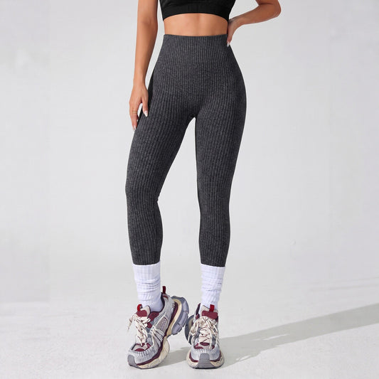 Lady high-waisted ribbed yoga pants