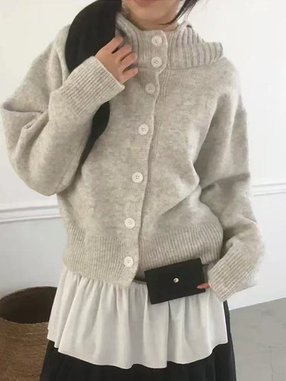 Hooded knit cardigan