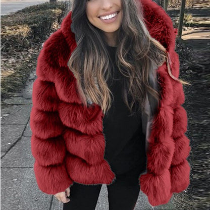 Fox fur-trimmed coat