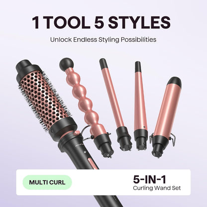  LuxeTwist™ 5-in-1 Hair Styling Set  Fast Heat, Flawless Finish