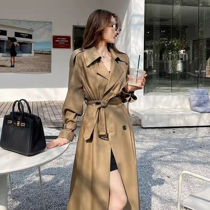 Women's Mid-Length Double-Breasted Lapel Trench Coat