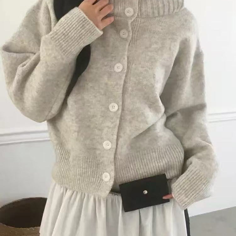Hooded knit cardigan