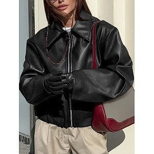 Women's Motorcycle Style PU Leather Jacket