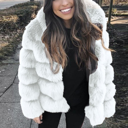 Fox fur-trimmed coat
