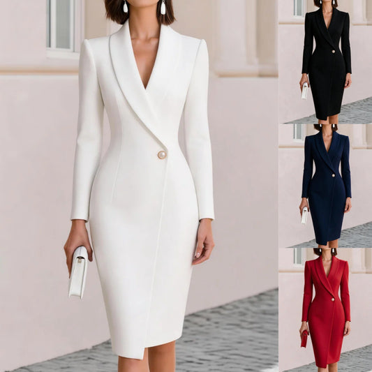 Women's Long Sleeve Midi Dress Bodycon Suit