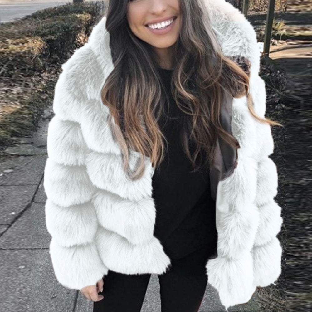 Fox fur-trimmed coat