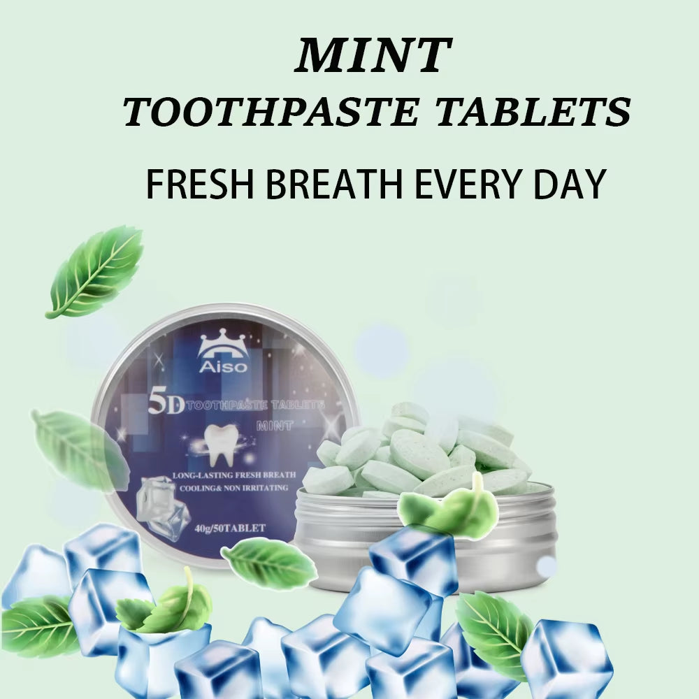 50-Count Chewable Toothpaste Tabs – Compact Mint Tablets for Fresh Breath & Deep Cleaning