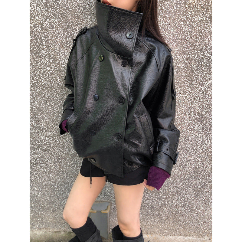 Jacket Windbreaker Coat Women's Loose Slimming Leather Jacket