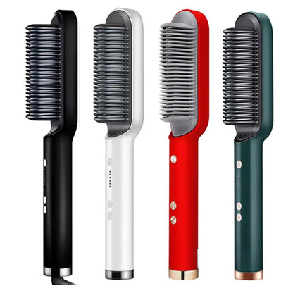 GlowGlide™ Ceramic Electric Hair Straightener Brush 