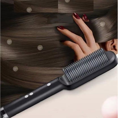 GlowGlide™ Ceramic Electric Hair Straightener Brush 