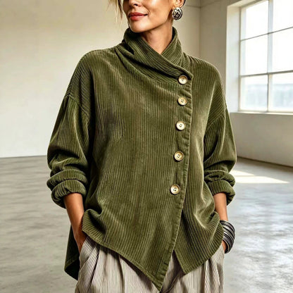 Women's Asymmetrical Off-Shoulder Fleece Lined Woven Jacket