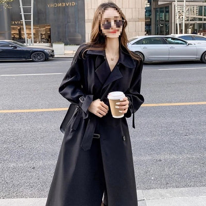 Women's Mid-Length Double-Breasted Lapel Trench Coat