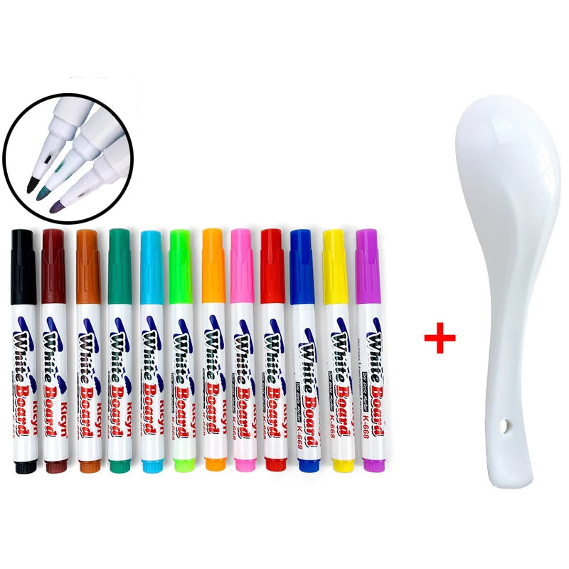 8/12 Colors Magical Water Painting Pen Set Water Floating Doodle Kids Drawing Early Art Education Pens Magic Whiteboard Markers