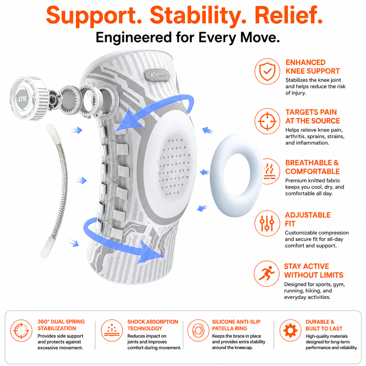 JointEase™ Advanced Knee Support Brace with Adjustable Compression Knob