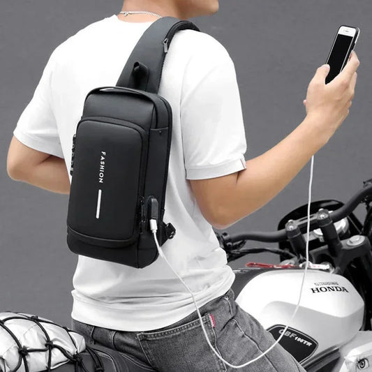  UrbanShield™ Sling Pack – USB Charging Shoulder Bag with Secure Access & Travel-Ready Design