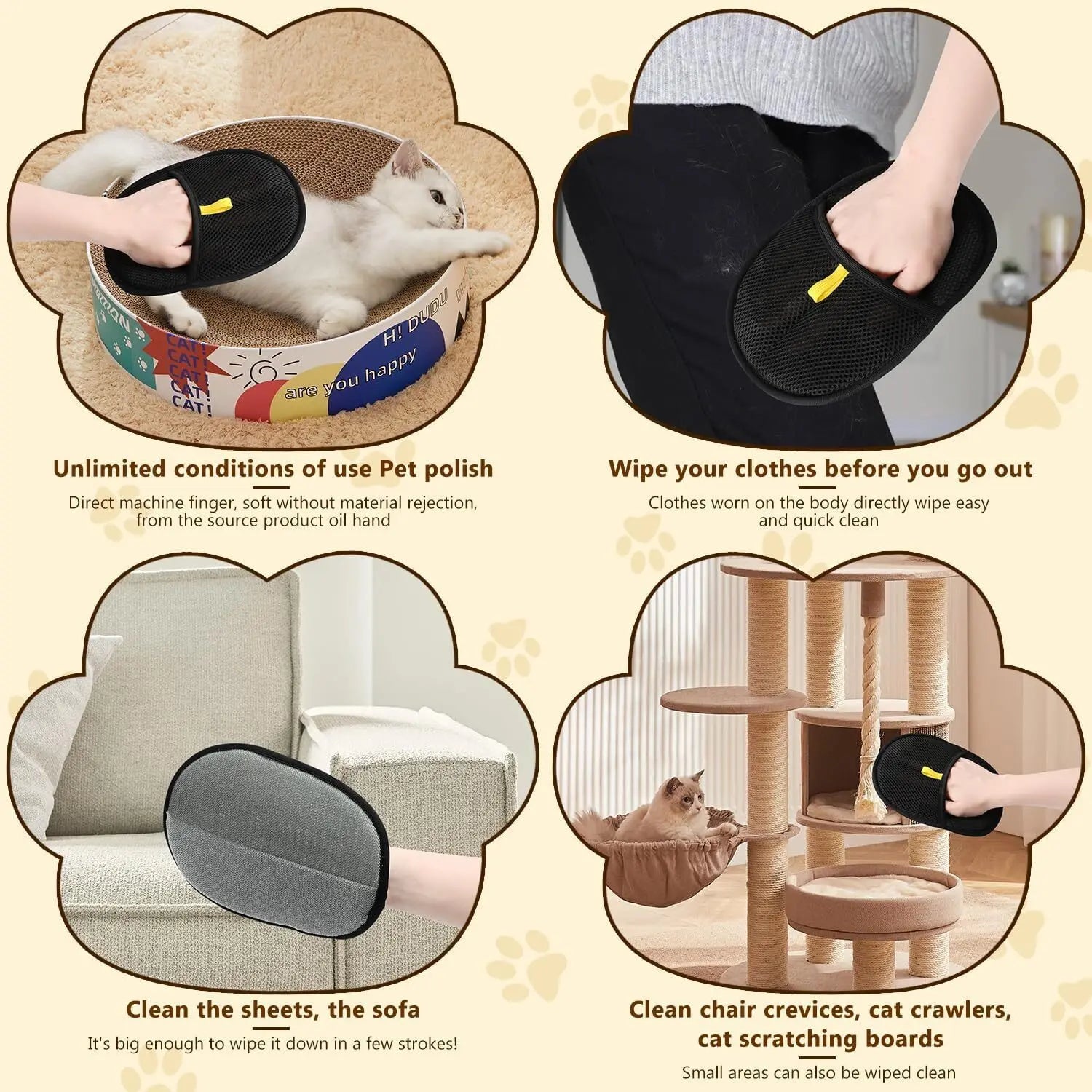 FurEase™ Dual-Sided Grooming Gloves – Efficient Pet Hair Remover