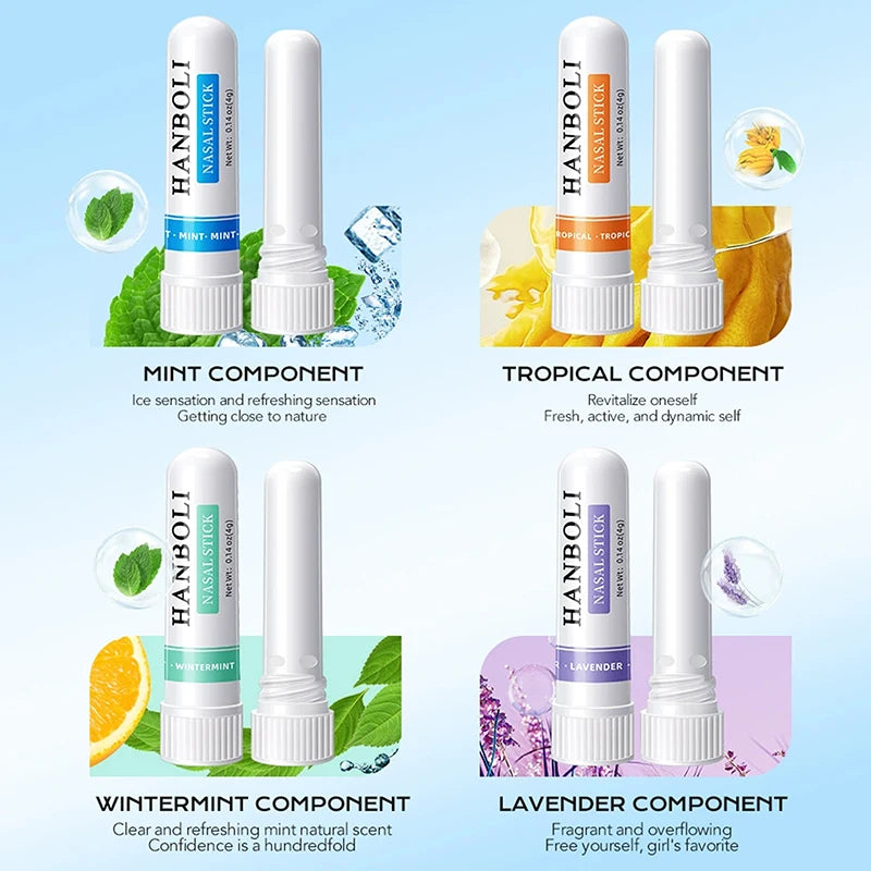 4Pcs Nasal Stick Boosts Focus Enhances Breathing Provides Fresh Sensation Aromatherapy Inhaler Prevent Drowsy Driving