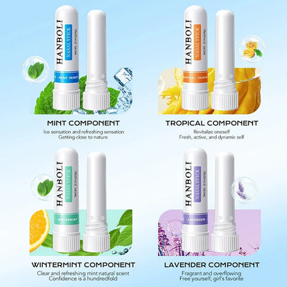 4Pcs Nasal Stick Boosts Focus Enhances Breathing Provides Fresh Sensation Aromatherapy Inhaler Prevent Drowsy Driving