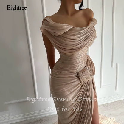 Off-Shoulder Sparkle Mermaid Gown – Floor-Length Slit Evening Dress for Formal Events