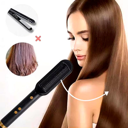 GlowGlide™ Ceramic Electric Hair Straightener Brush 