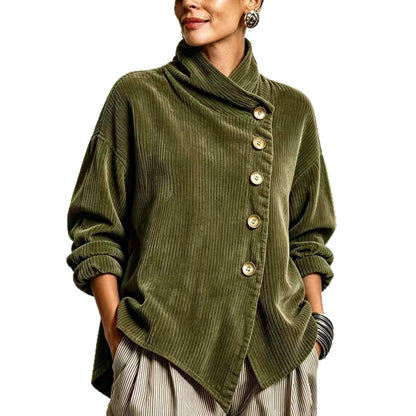 Women's Asymmetrical Off-Shoulder Fleece Lined Woven Jacket