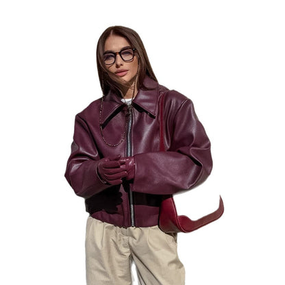 Women's Motorcycle Style PU Leather Jacket