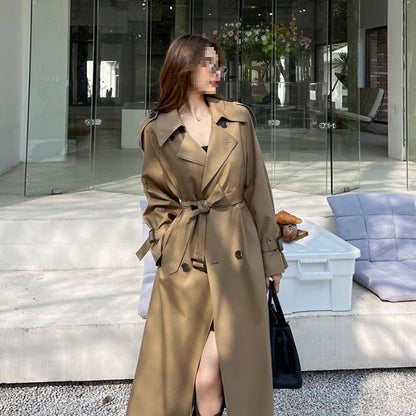Women's Mid-Length Double-Breasted Lapel Trench Coat