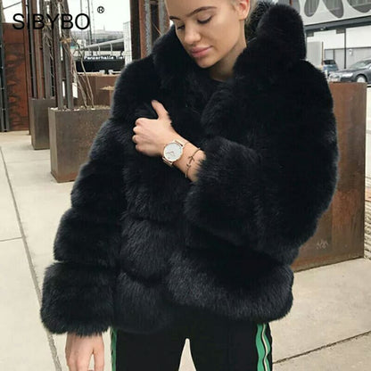 Fox fur-trimmed coat