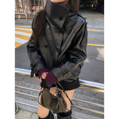 Jacket Windbreaker Coat Women's Loose Slimming Leather Jacket