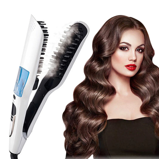 SteamGlide™   Professional  Straightener brush Titanium Curling Flat Iron