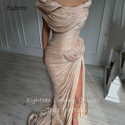 Off-Shoulder Sparkle Mermaid Gown – Floor-Length Slit Evening Dress for Formal Events
