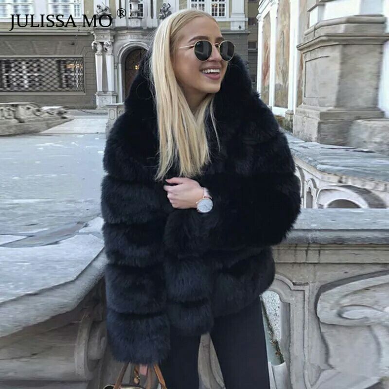 Fox fur-trimmed coat