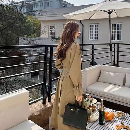 Women's Mid-Length Double-Breasted Lapel Trench Coat